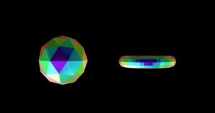 Animation of 3d multicoloured shapes over black background. Abstract, colour, shape and movement concept digitally generated video.
