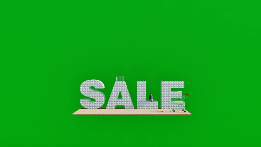 Sale animation isolated on green background