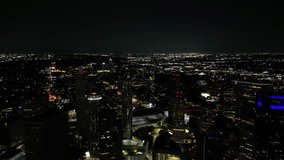 Night sweeping shot panorama Houston Texas