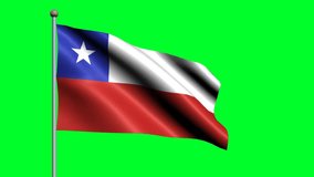 Flag of Chile country. 3D waving animated flag.