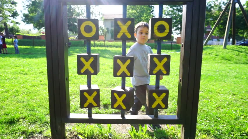 young child plays tic-tac-toe. High quality 4k footage