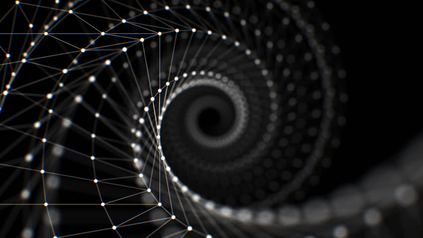 Network Helix Moving Through Seamless 3d Animation. White Grid Spiral Structure Lines and Dots Loop-able Abstract Background. Technology Concept 4k UHD 3840x2160.