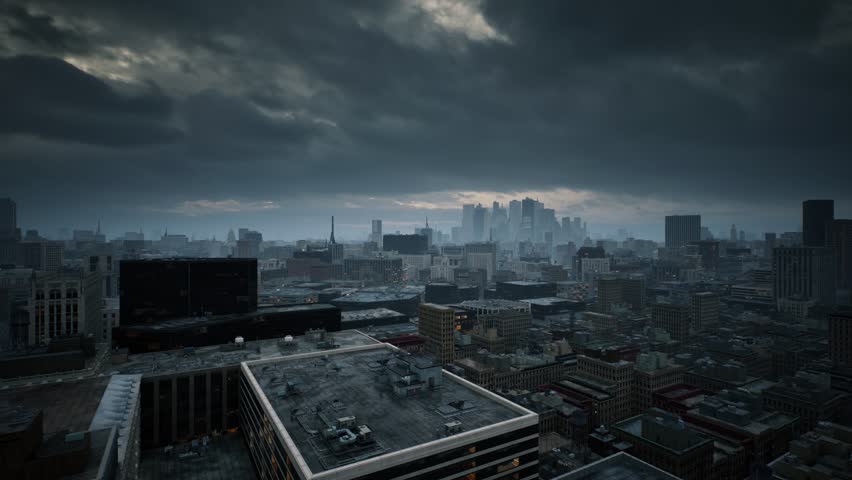 Overcast over a big city. Day and night in the big city | Shutterstock HD Video #1107493109