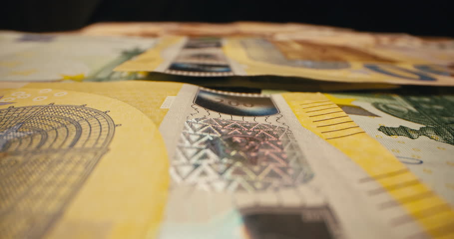 Euro Banknotes in Focus: Financial Transactions, Currency Exchange, and Remittances. High quality 4k footage | Shutterstock HD Video #1107496045