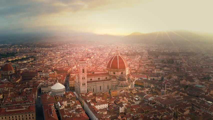 Florence skyline aerial view drone footage of city florence italy view of downtown florence cathedral church duomo florence. Royalty-Free Stock Footage #1107500919