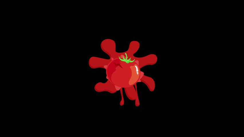Throw a red tomato on black and blue background. 2D animation cartoon of tomato splash. crush tomato. | Shutterstock HD Video #1107501751