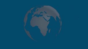 Animation of connected icons, snowfall and rotating globe over blue background. Digitally generated, hologram, illustration, communication, business, winter, abstract and technology concept. - Powered by Shutterstock - Get 15% off with code: PIKWIZARD15