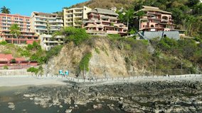 Lateral Approach: Aerial Video of La Madera Beach in Zihuatanejo - Horizontal View