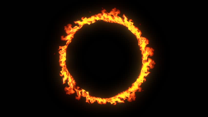 Wildfire Circle With Flames Shooting Outside On Black Empty Background Overlay High Heat Energy Burn Realistic | Shutterstock HD Video #1107514241