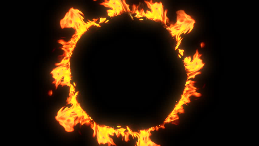 Rotating Wildfire Circle With Flames Shooting Outside On Black Empty Background Overlay High Heat Energy Burn Realistic | Shutterstock HD Video #1107514247