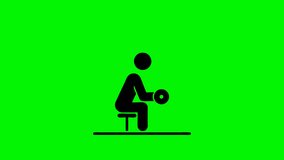Animated Video of Exercising Pictograms with Barbell Lifting Movement while sitting