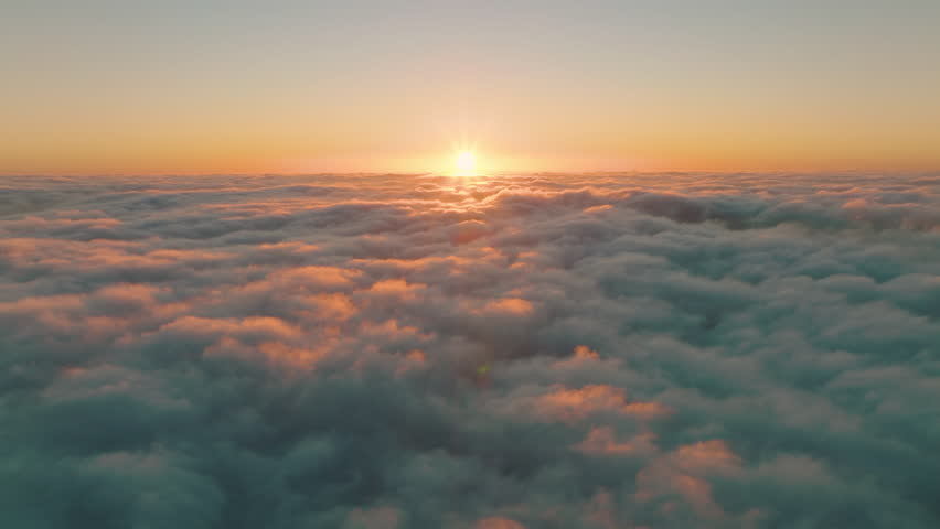clouds in the morning light. Aerial view of cumulus clouds.