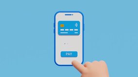 3D Phone with credit card. Online payment concept. Mobile wallet application. Banking app. Transfer money via smartphone. Shopping with wireless pay. 4K 3D animation - Powered by Shutterstock - Get 15% off with code: PIKWIZARD15