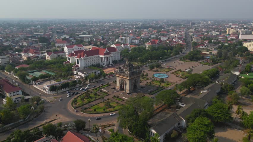 drone in Vientiane patoxay Laos Royalty-Free Stock Footage #1107540021