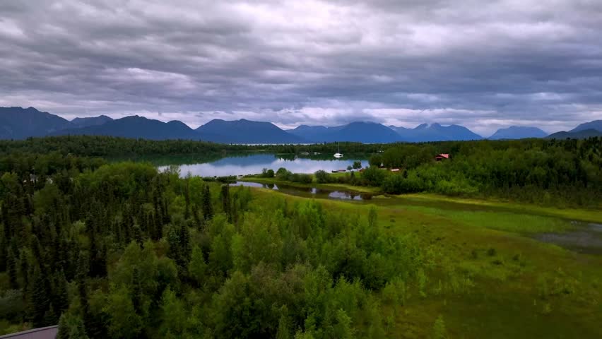 Lake Clark Alaska near Port Alsworth aerial