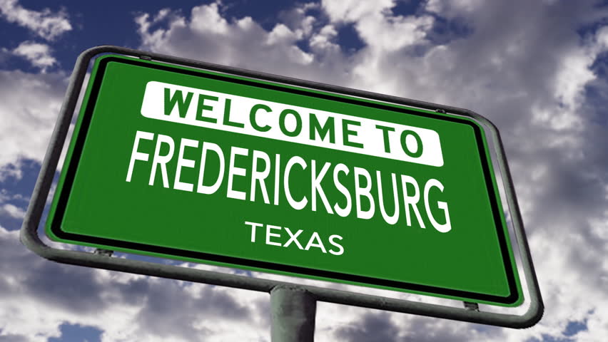 Welcome to Fredericksburg, Texas. USA City Road Sign Close Up, Realistic 3d Animation Royalty-Free Stock Footage #1107548685