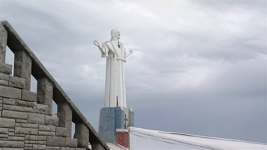 Saint Savior Patron of Fishermen Monument With Christ Statue on Escollera Sur, Mar del Plata, Argentina