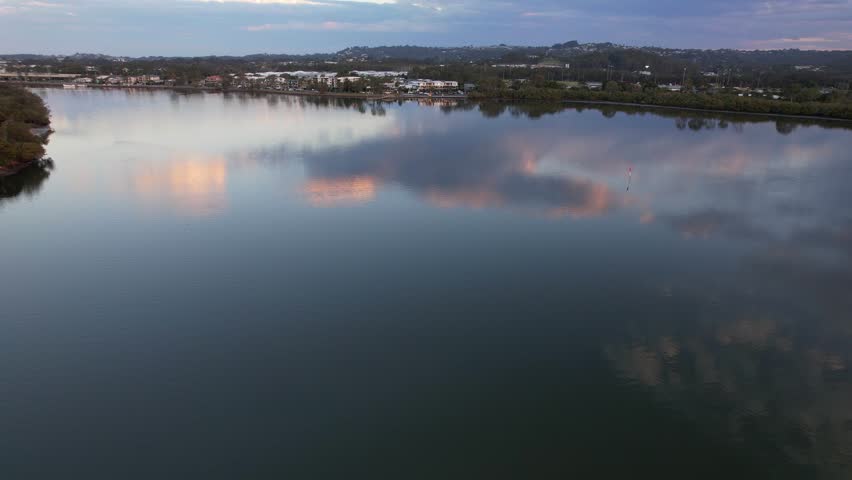 Aerial View Of Jetskier, Jetskiing In The Maroochy River In QLD, Australia.