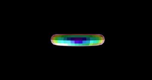 Animation of 3d multicoloured shape over black background. Abstract, colour, shape and movement concept digitally generated video.