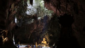 Video background of the natural light of the sun That shines through the cave, the beauty of the spontaneous ecosystem is a source of learning and study, tourists and travelers always come to see
