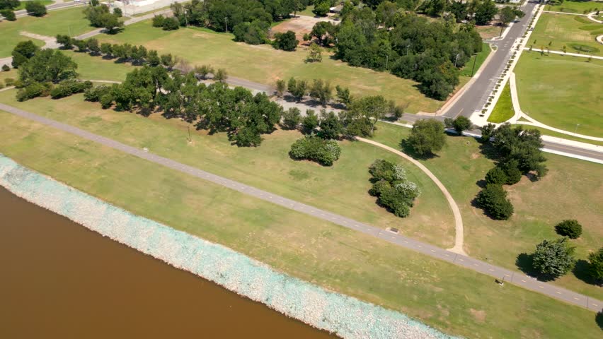 Modern park space on the Oklahoma River 4k