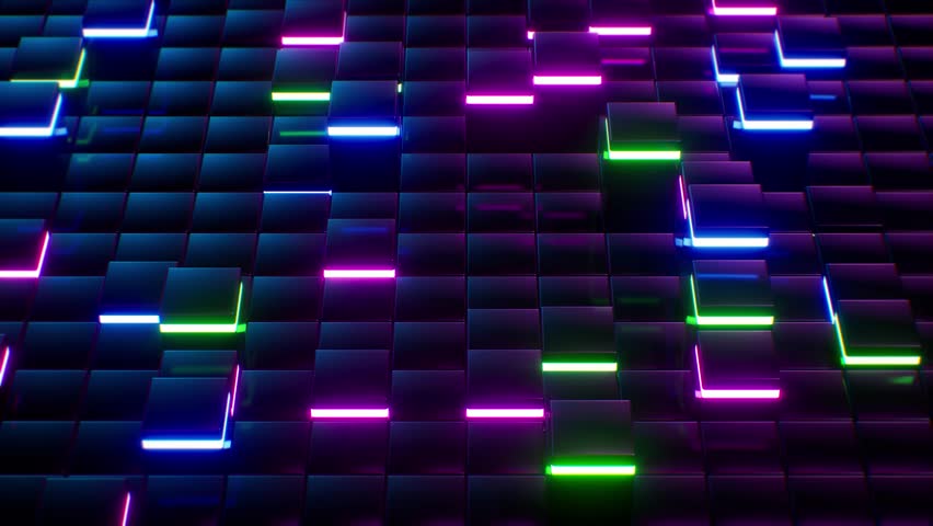 Glowing Neon Lights Square Tile Background VJLoop