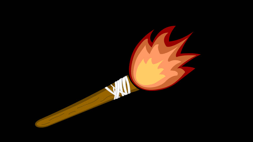 video animation of fire torch cartoon, on a transparent background with zero alpha channel Royalty-Free Stock Footage #1107592689