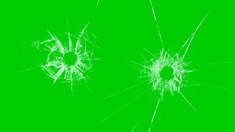 Bullet Holes In Glass Effects green screen - chroma key Adlı Stok Video