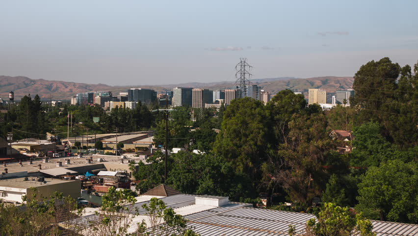 Aerial View Shot of San Jose CA, Silicon Valley, California, USA