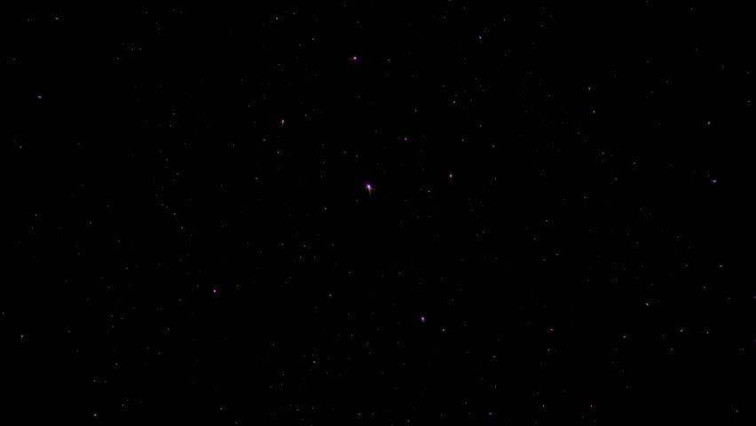 Loop of glowing shine colorful stars particles animation on black background flow to fron for screen project overlay.Graphic motion overlay effect loop with galaxy sky particles twinkling light 
