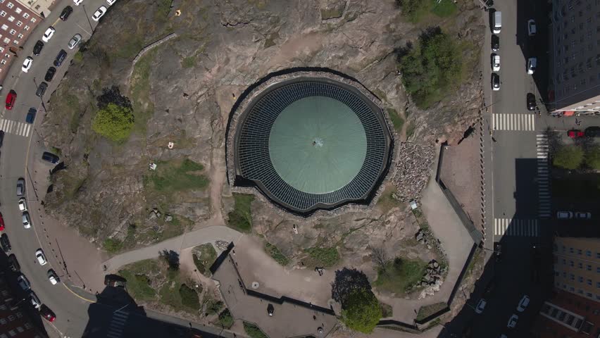 Temppeliaukio Church in Helsinki, Finland by Drone
