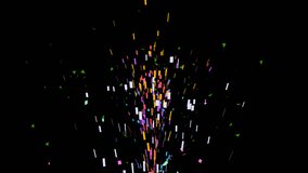Confetti with transparent background - Colourful festive animation of confettis shooting out from bottom of screen with alpha layer. Render animation