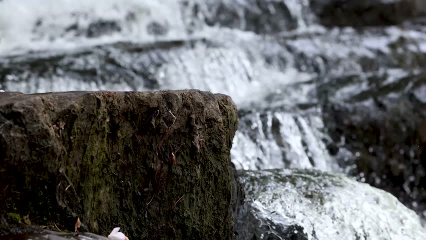 A birds eye view of Dismal Falls on a cloudy day in Virginia.