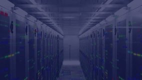 Animation of graphs, changing numbers, loading circles, bars and squares over server room. Digital composite, multiple exposure, business, progress, report, data center, networking and technology. - Powered by Shutterstock - Get 15% off with code: PIKWIZARD15