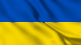 Ukraine national flag video. 3D Ukrainian flag waving seamless loop video animation