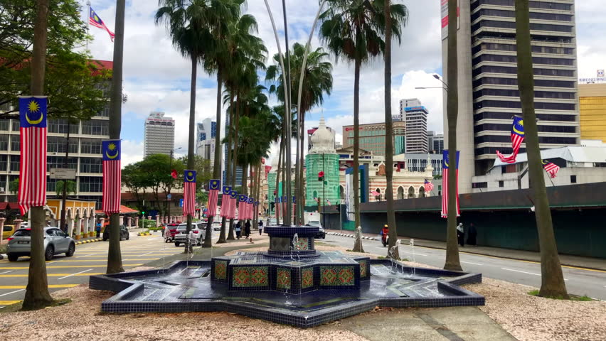 Busy city street. Urban street view. Kuala Lumpur, Malaysia.