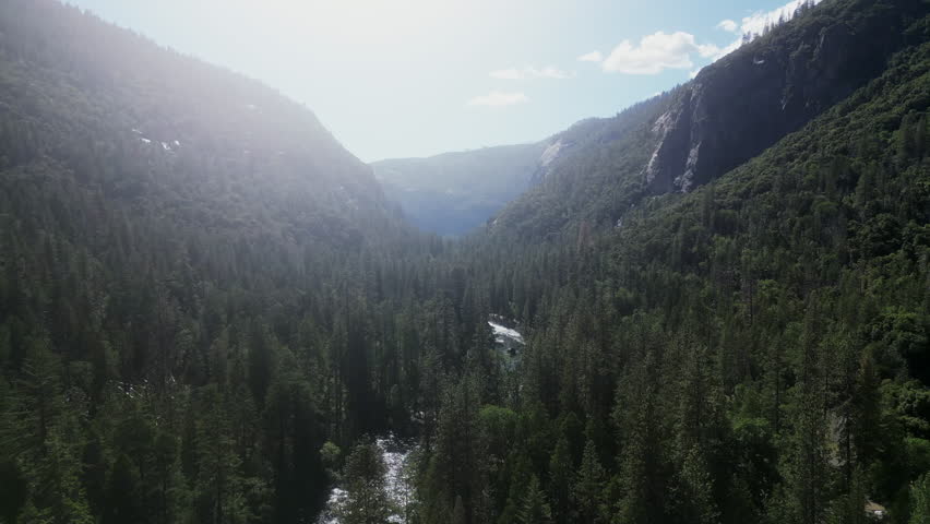 Yosemite National Park Flowing River In The Valley 4k 