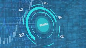 Animation of car speedometer over binary coding against financial and stock market data processing. Global economy and automobile engineering technology concept - Powered by Shutterstock - Get 15% off with code: PIKWIZARD15