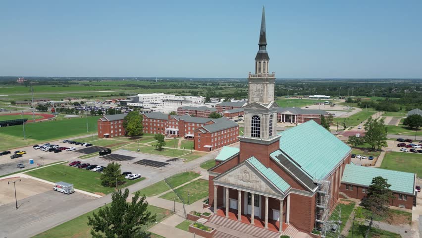Aerial view of the Raley Chapel of Oklahoma Baptist University at Oklahoma