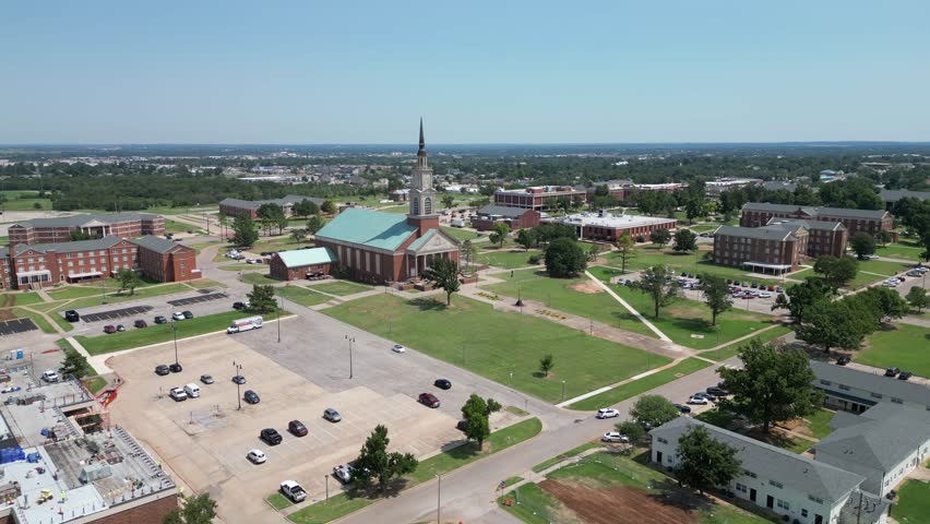 Aerial view of the Raley Chapel of Oklahoma Baptist University at Oklahoma