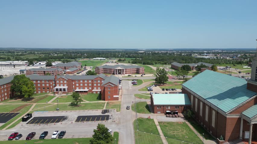 Aerial view of the Raley Chapel of Oklahoma Baptist University at Oklahoma