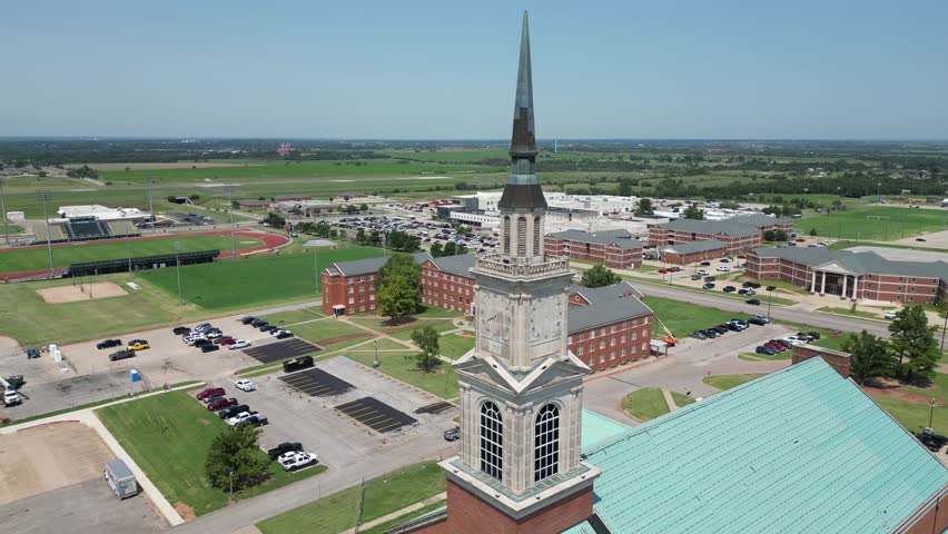 Aerial view of the Raley Chapel of Oklahoma Baptist University at Oklahoma