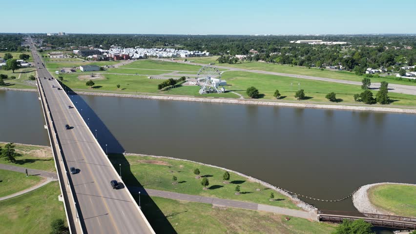 Aerial view of Oklahoma River landscape at Oklahoma