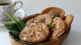 cucur or traditional pancake from Indonesia made from rice flour and fried palm sugar