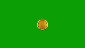 Beautiful 3D render of a smooth rotating Golden coin on a green background, coin spinning, Gold coin in a 360-degree turn, 4K Video