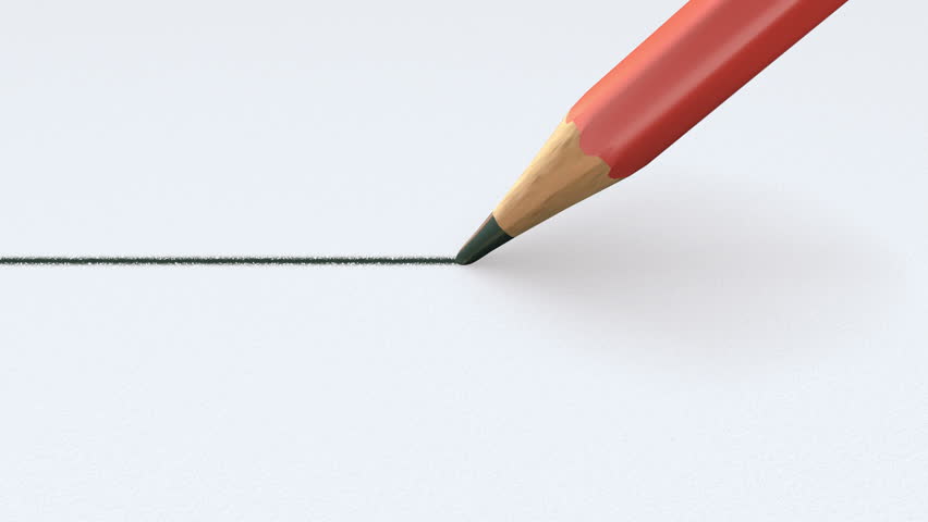 Drawing straight line with pencil on white paper