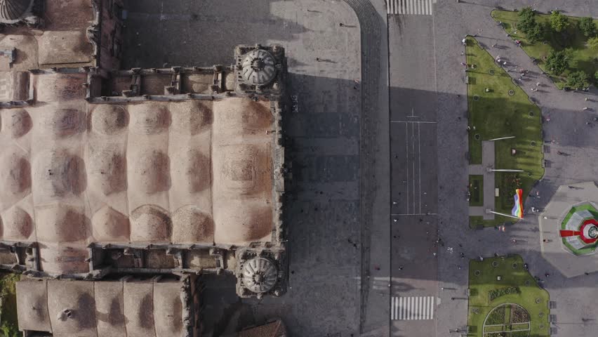 Plaza de Armas and Church of the Society of Jesus or Iglesia de la Compania de Jesus. Cusco. Peru