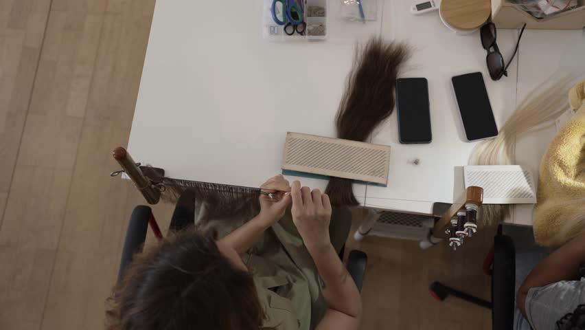 Natural hair wig handmade manufacturing | Shutterstock HD Video #1107672841