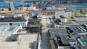 Drone video of Tallinn city of Estonia. Video shows the architechture of Tallinn city, including buildings, castles and churches. It also shows drone view of port of Tallinn.