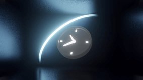 Animated support around neon light clock, round clock working 24 hours 7 days, arrow turning around. Anytime fast response icon of nice animation for customer. Full time call services. 4K 3d animation - Powered by Shutterstock - Get 15% off with code: PIKWIZARD15